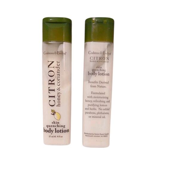 2 Bottles Crabtree & Evelyn Citron Honey Coriander Body Lotion 0.9oz Travel Size - Picture 2 of 2